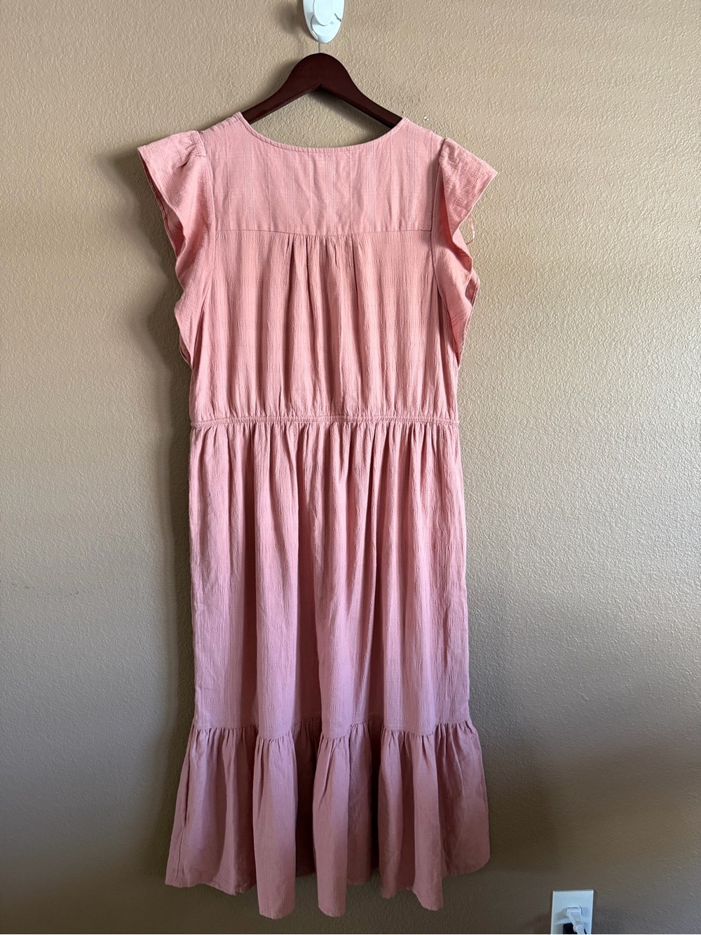 Lucky Brand Blush Pink Button Front Maxi Dress with Tassel Tie & Pockets Size XL - Picture 7 of 11